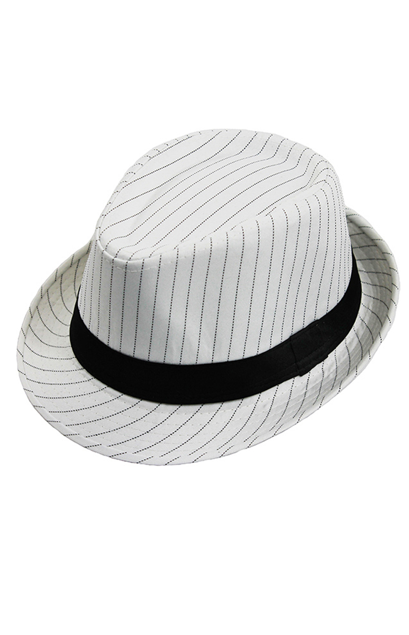 White Pinstripe Trilby Hat