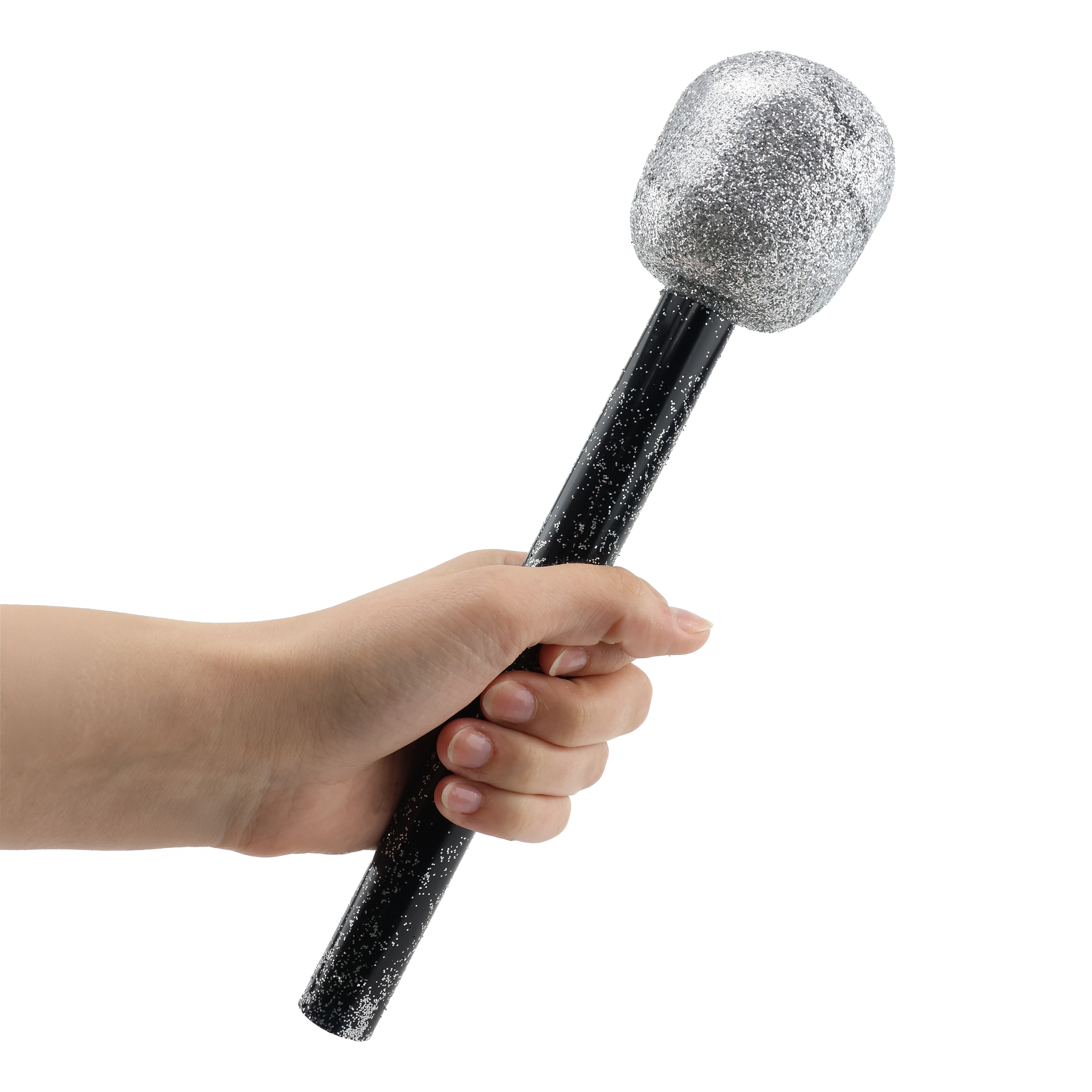Silver Glitter Microphone Prop – 26cm Costume Accessory for Parties, Eurovision & Music Events
