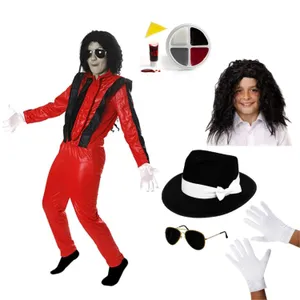 Childs Deluxe Zombie King of Pop Costume | 6 Pcs | Costume, Fedora, Wig, Glasses, Gloves, Face Paint & Blood