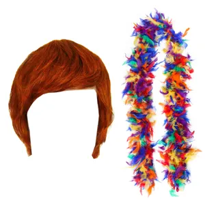 Elton John 2 Piece Wig And Feather Boa Costume Set