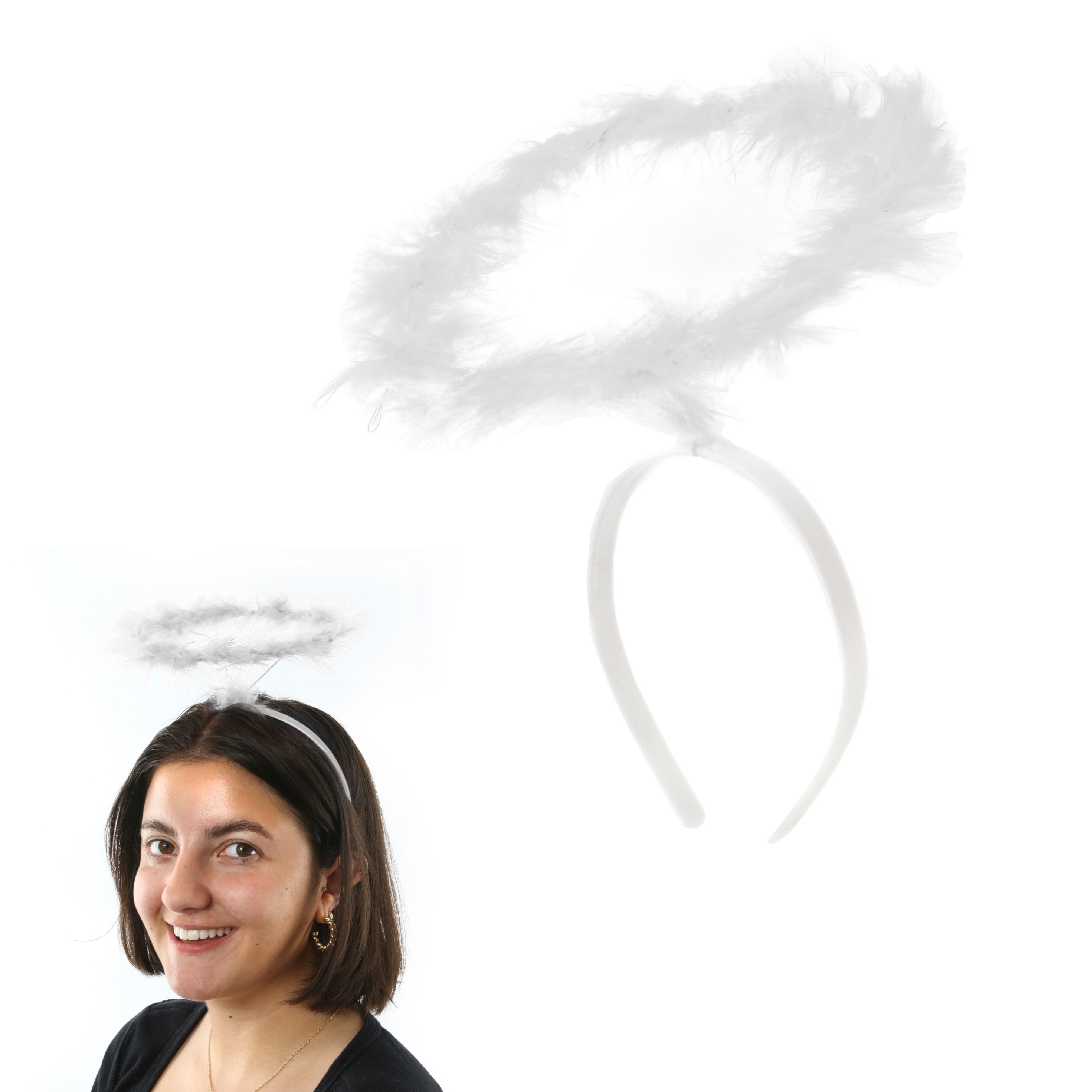 Marabou White Angel Halo Headband Accessory