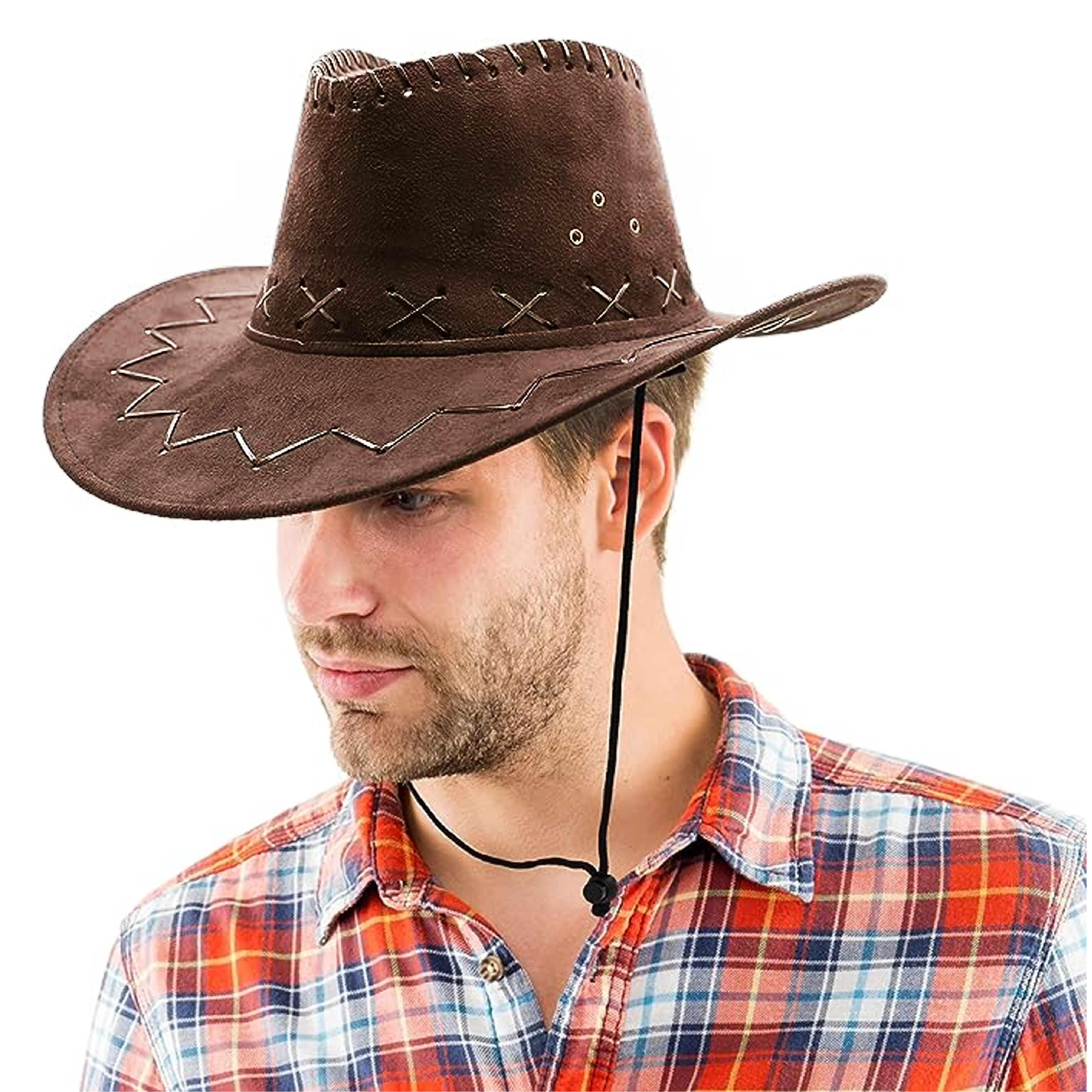Brown Faux Suede Cowboy Hat