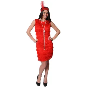 Red Fringed Flapper Dress