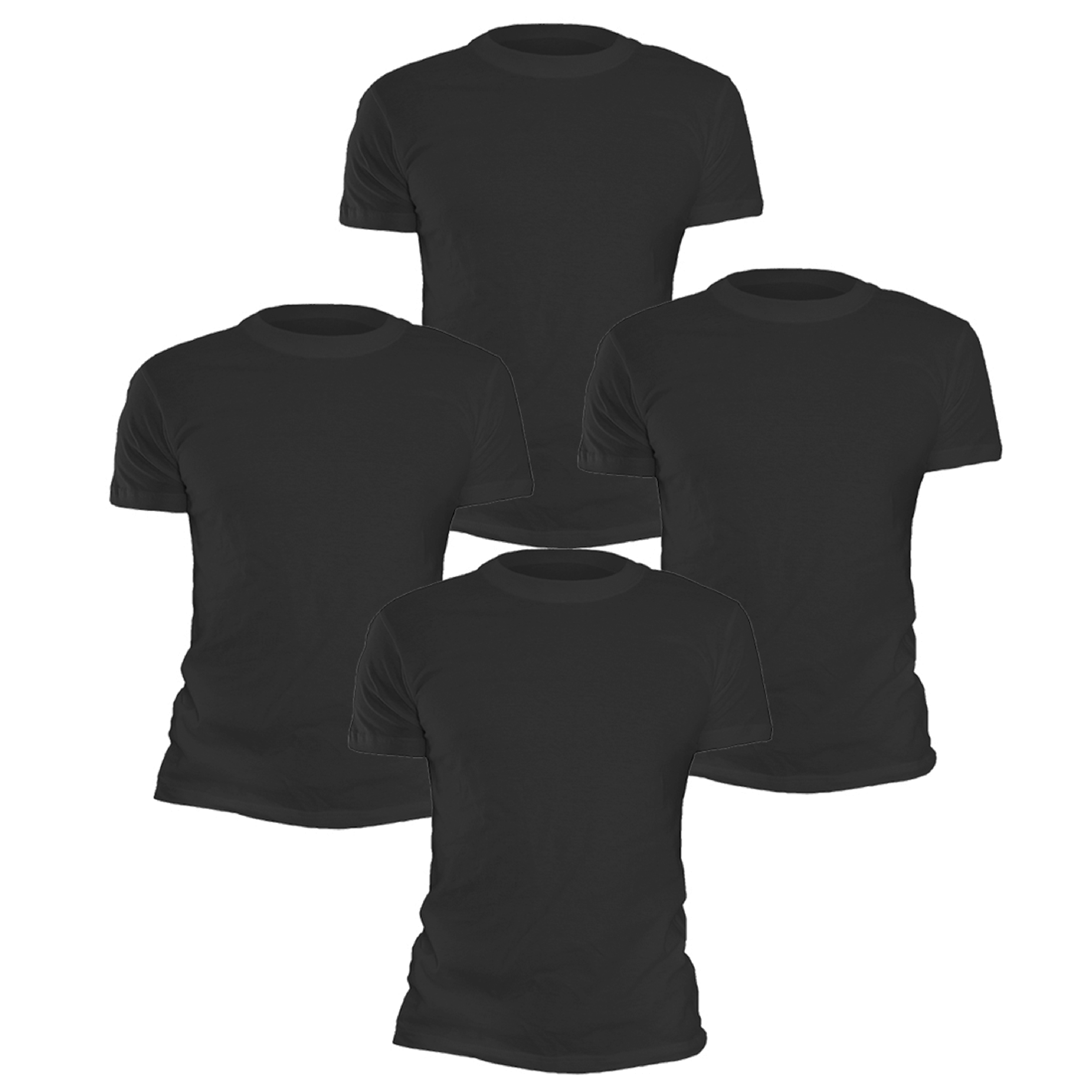 4 Pack Black Crew Neck T Shirts