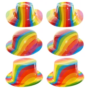 6 Pack Rainbow Pride Hat Set – Includes Cowboy, Bowler & Top Hats