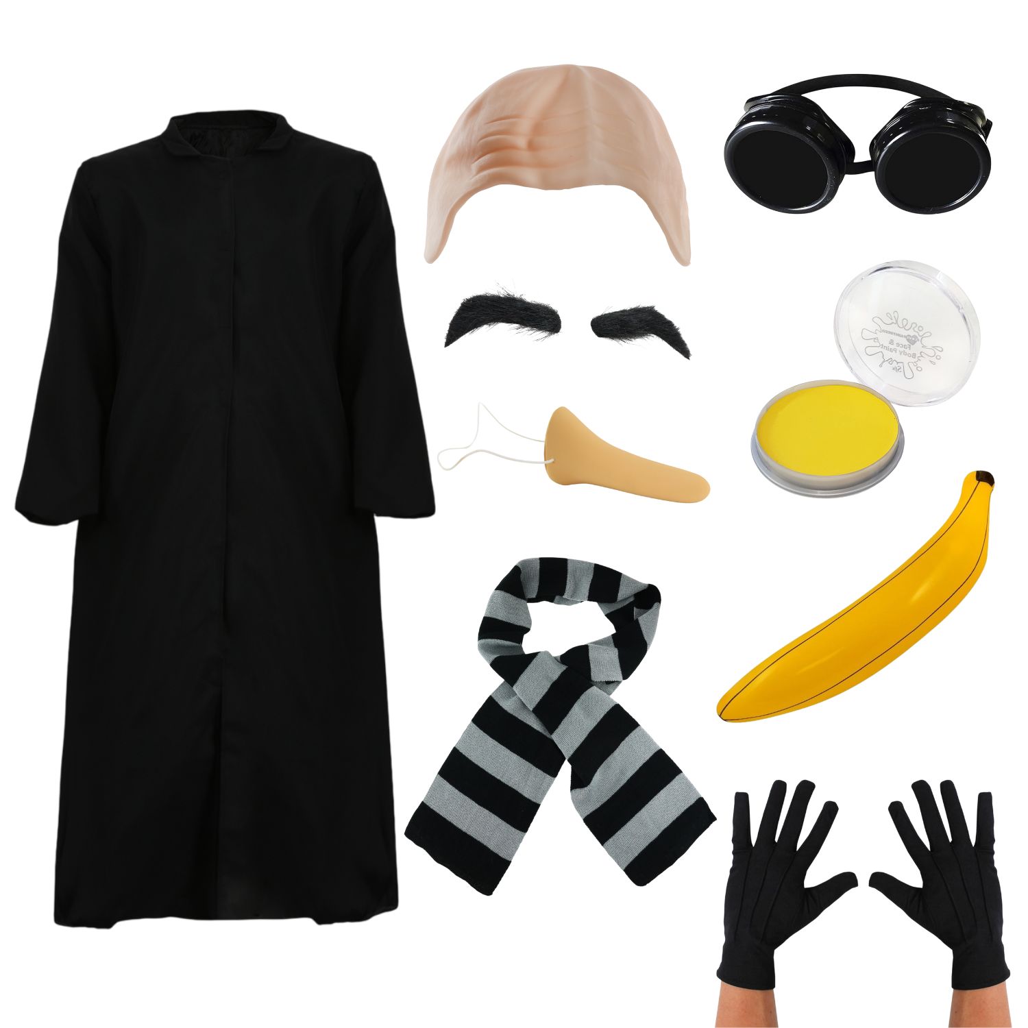 Adults Despicable Villain & Yellow Helper Costume Set | 8 Pcs