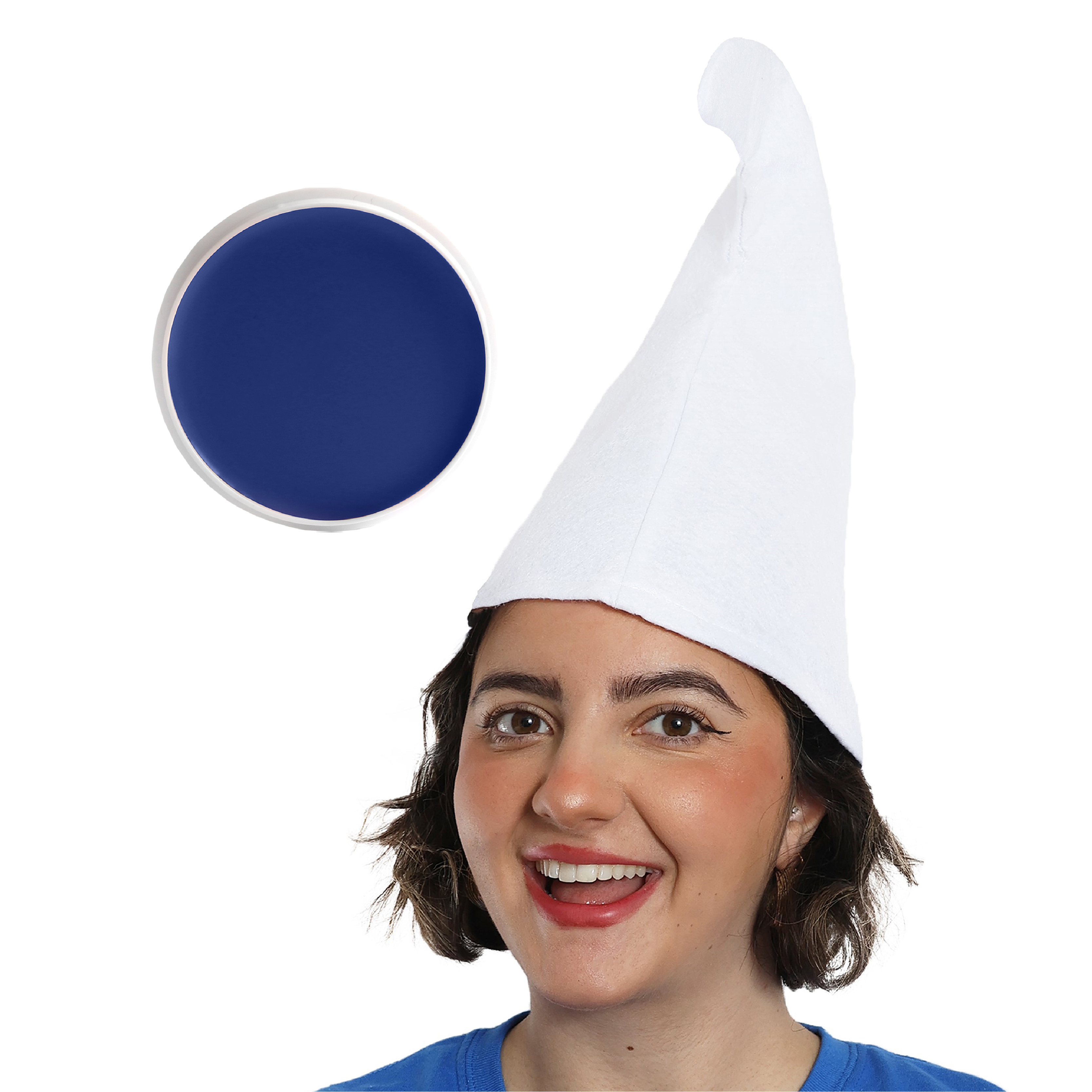 White Gnome Hat & Blue Face Paint- Blue Gnome Fancy Dress