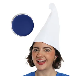 White Gnome Hat & Blue Face Paint- Blue Gnome Fancy Dress