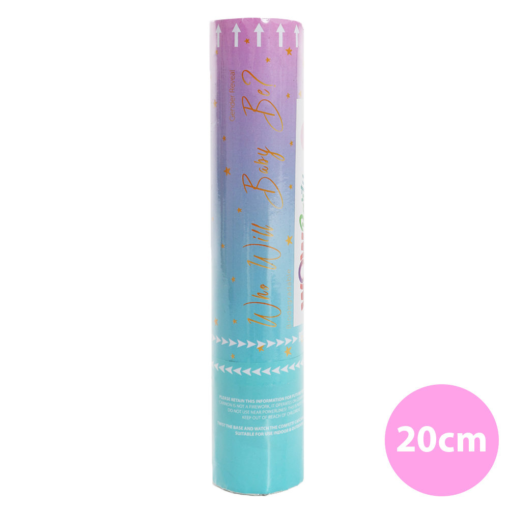 20cm Gender Reveal Confetti Cannon - Blue & White