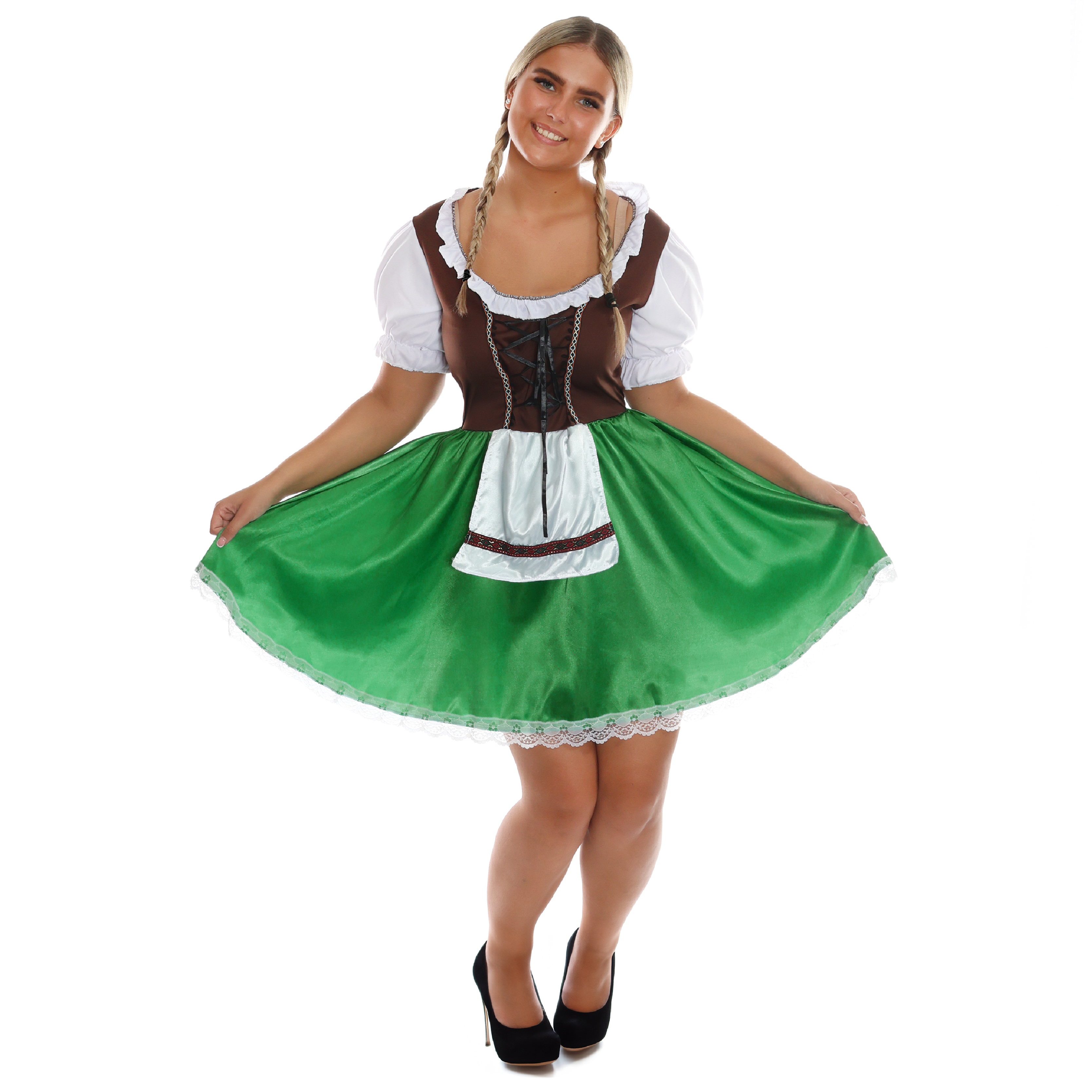 Ladies Brown & Green Bavarian Dress