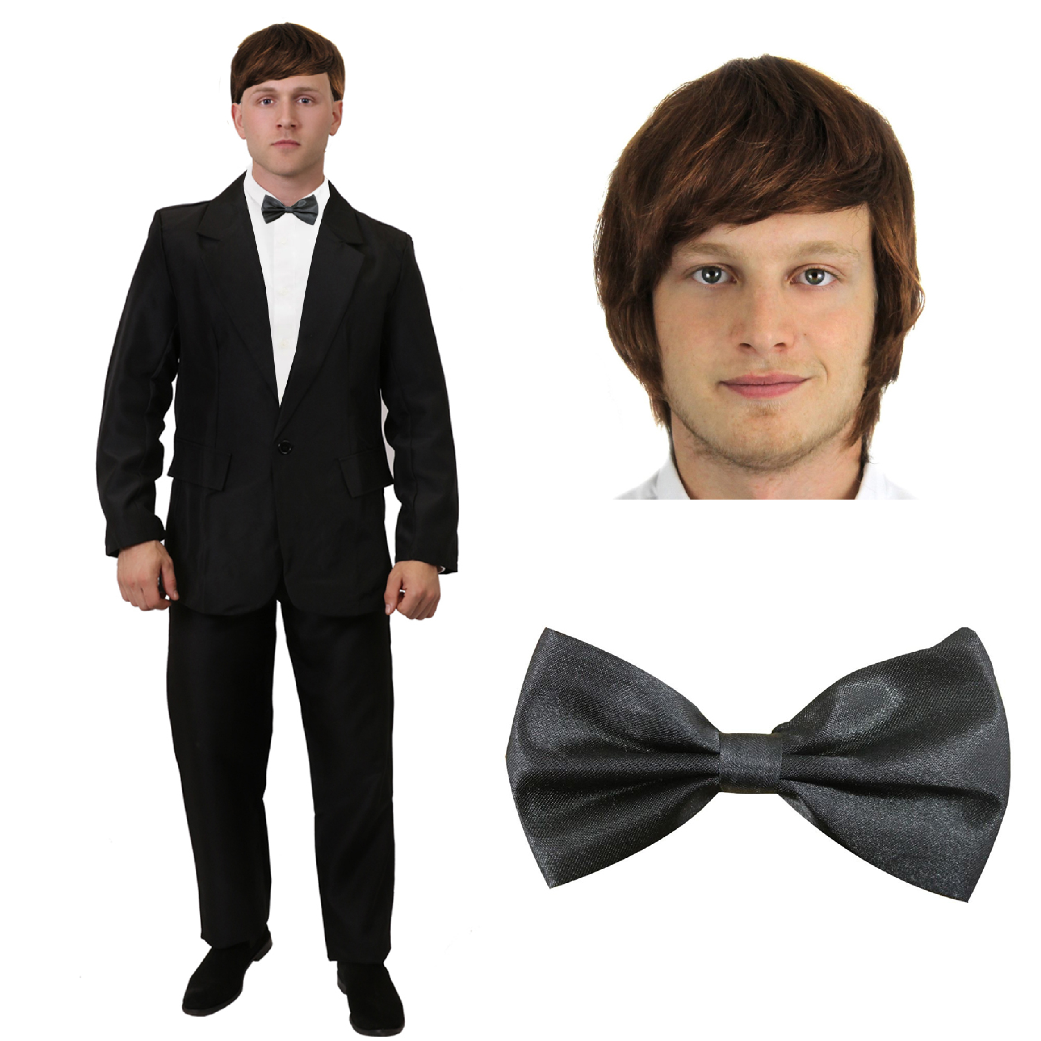 Ken - Black Suit, Wig & Black Bowtie