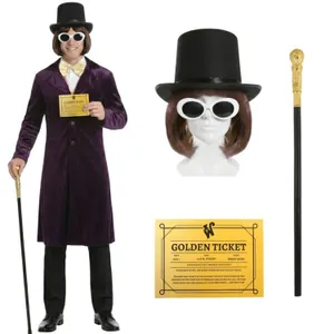 Adults Factory Boss Costume | 8 Pcs | Hat, Wig, Jacket, Waistcoat, Bowtie, Glasses & Golden Ticket