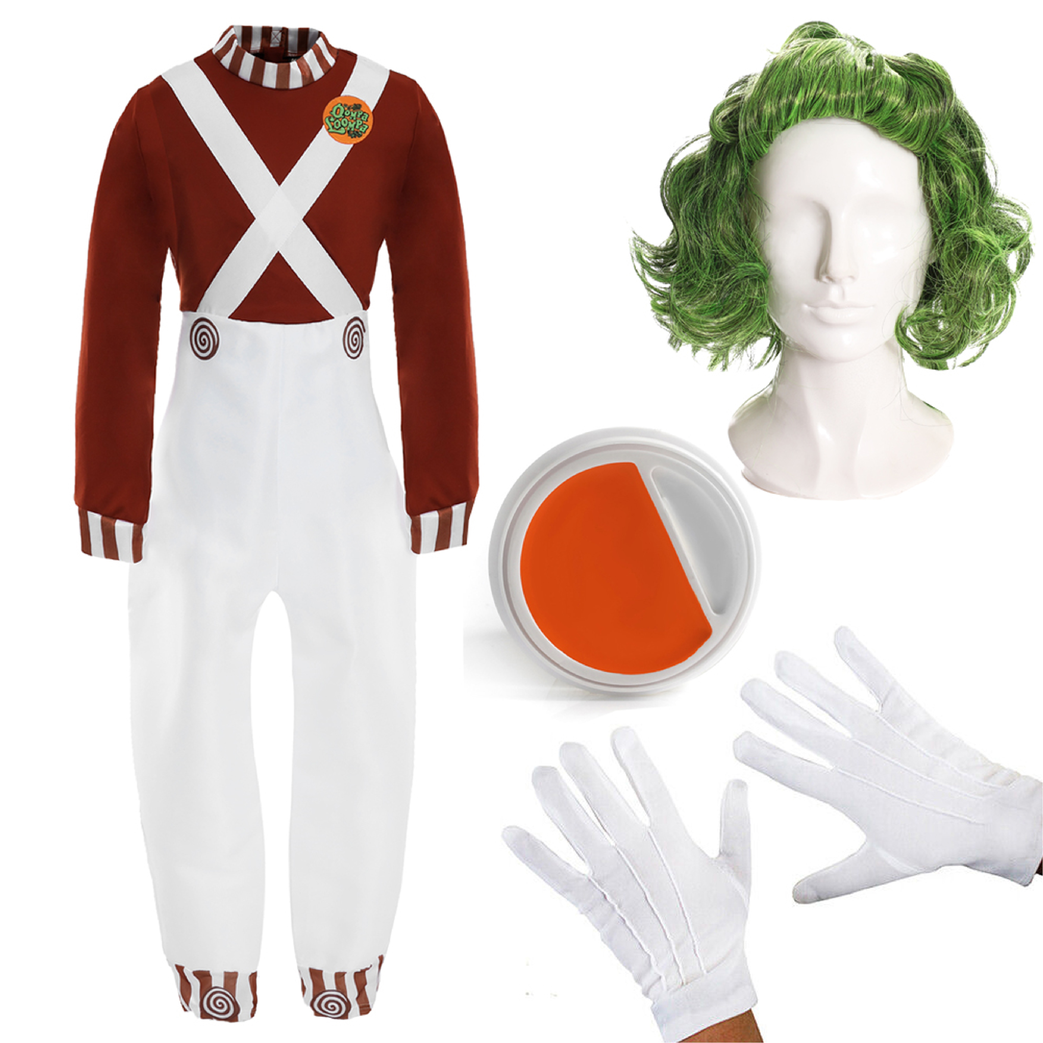 Kids Oompa Loompa Fancy Dress Costume with Accessories