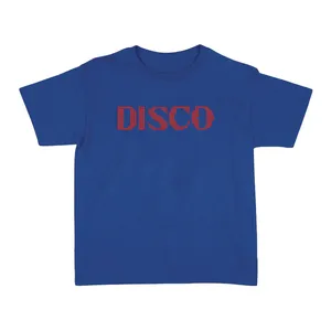 Ladies Pop-Inspired Concert T-Shirt | Royal Blue Baby Tee | "Disco" Red Print
