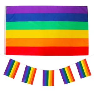 Rainbow Flag & Bunting Set | Large 5 x 3ft Flag & 10m/33ft Bunting