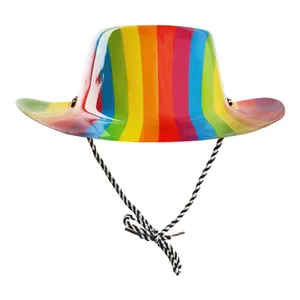 Rainbow Plastic Cowboy Hats - Pride