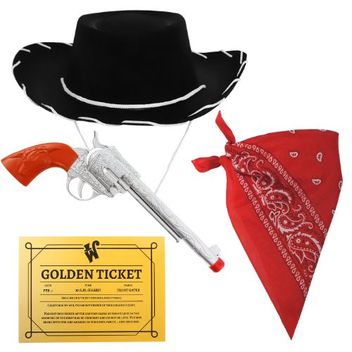 Kids Cowboy Golden Ticket Winner Accessory Set | 4 Pcs