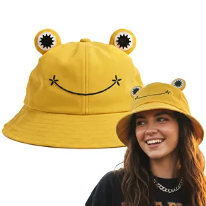 Yellow Frog Bucket Hat | Music Tour Festival Stylish Together Fancy Dress Costume Accessory