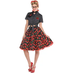 White Polka Dot Rockabilly Cherry Blouse Medium