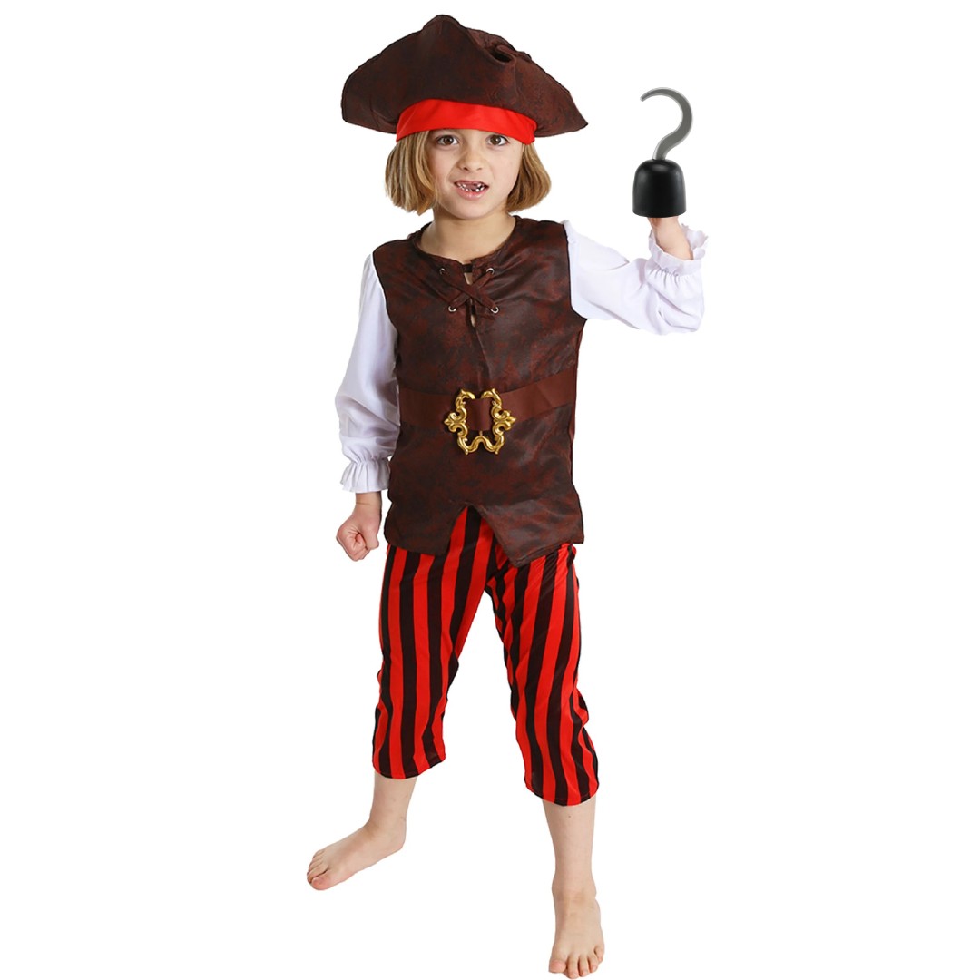 Child's Pirate Costume with Plastic Pirate Hook
