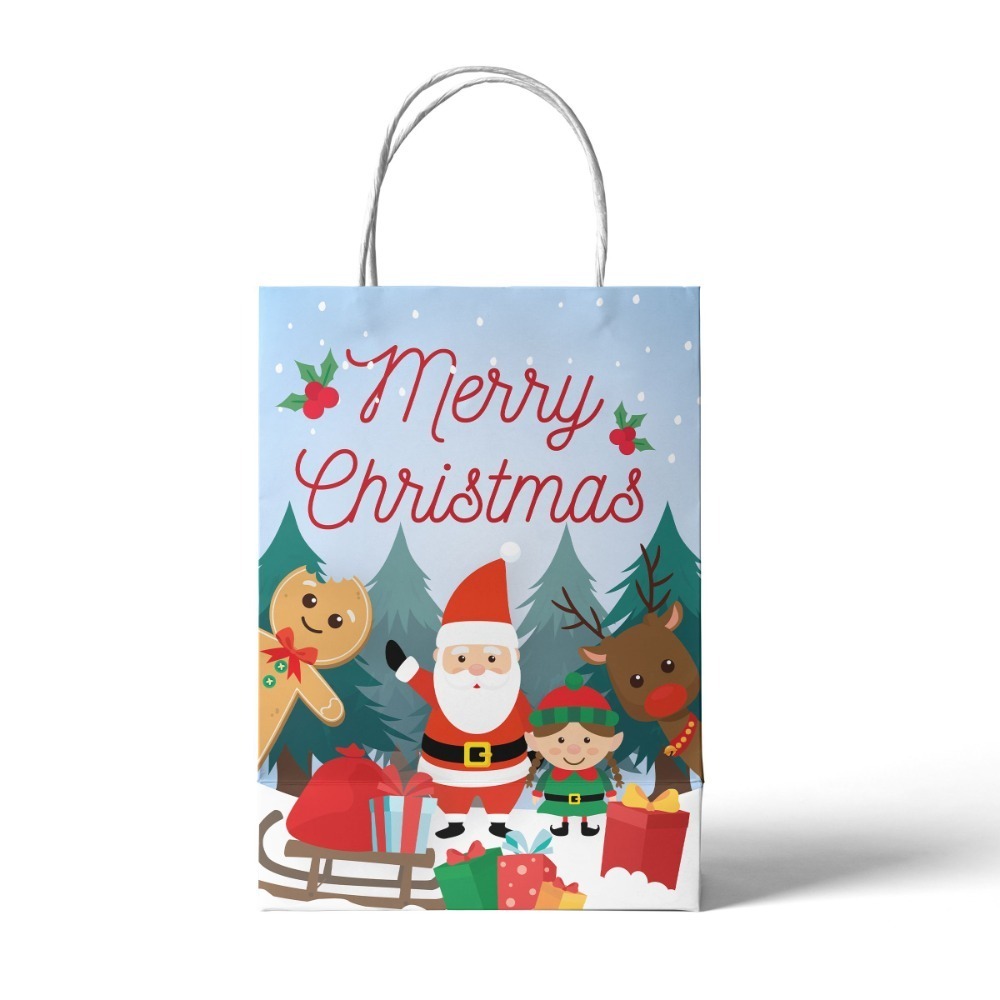 Pack of 6 Christmas Paper Bags with Handles | 15 x 21 x 7cm