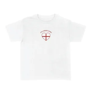 Ladies “It's Coming Home” Heart Baby Tee | Women’s England Football Supporter Tee | White Slogan Top