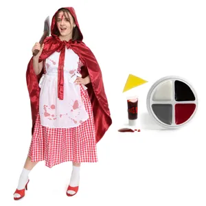 Ladies Halloween Red Riding Hood Costume with Face Paint