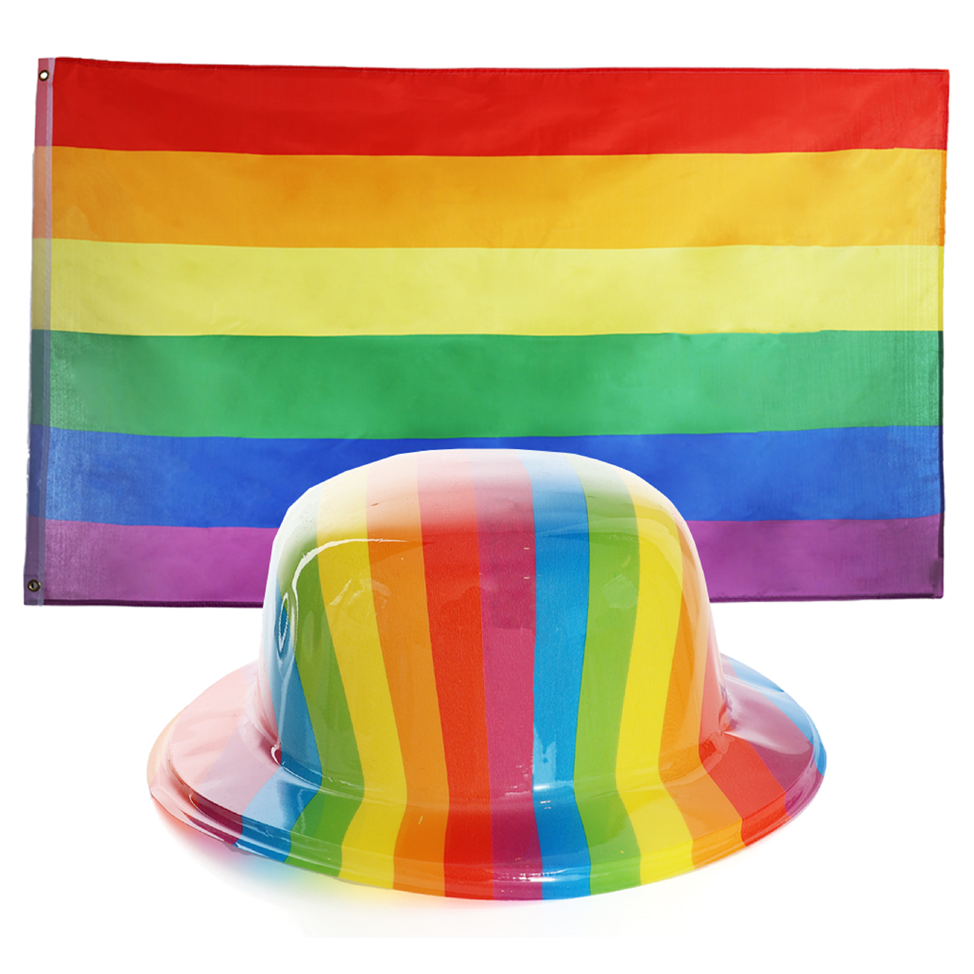 Pride Set - 5ft X 3ft Flag & Plastic Bowler Hat
