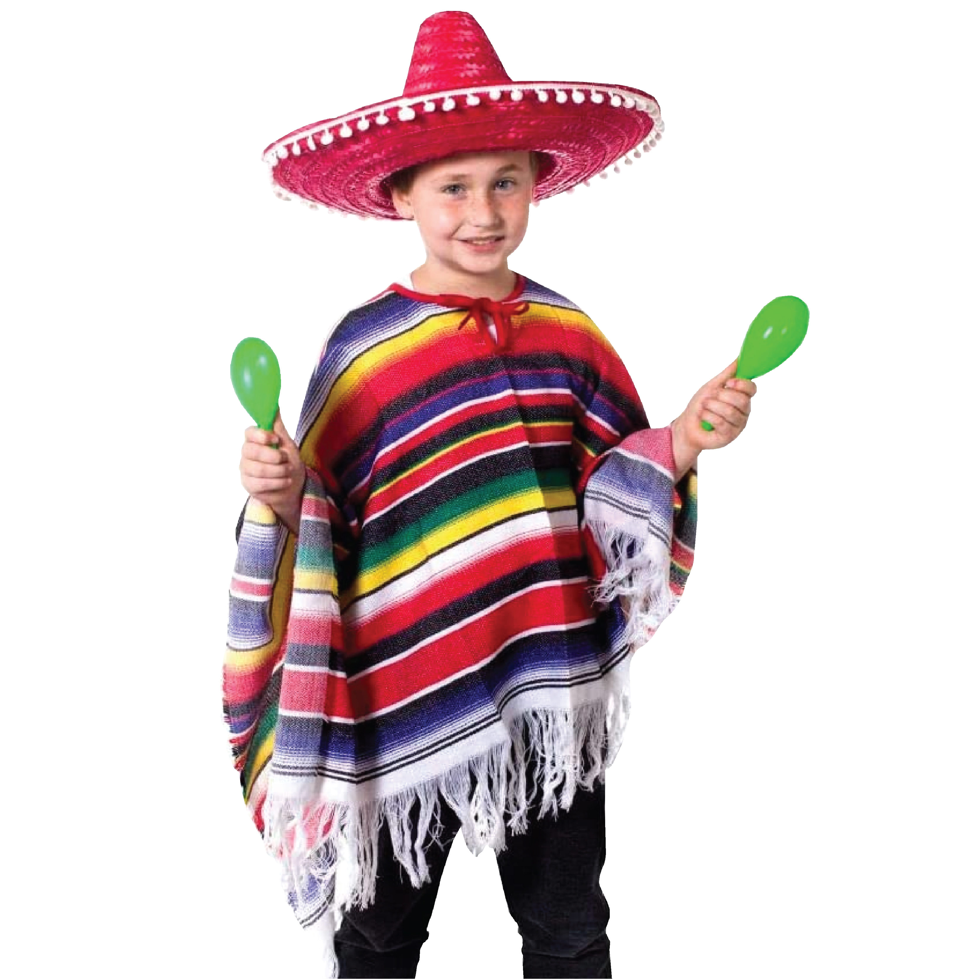 Child’s Multi-Coloured Striped Poncho – Perfect for Mexican, Western, or Fancy Dress Parties