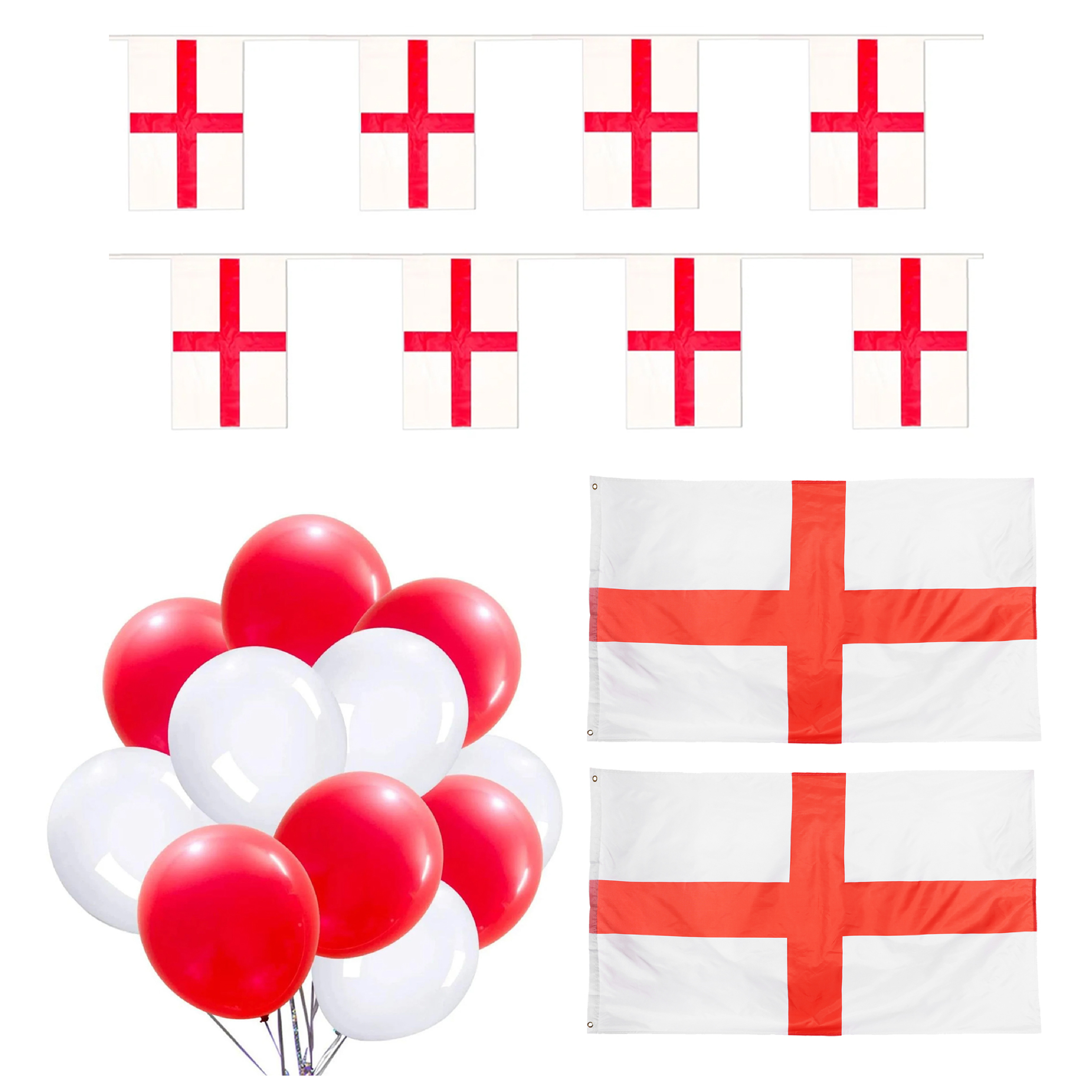 24 Piece England Party Pack - Flag, Bunting & Balloons