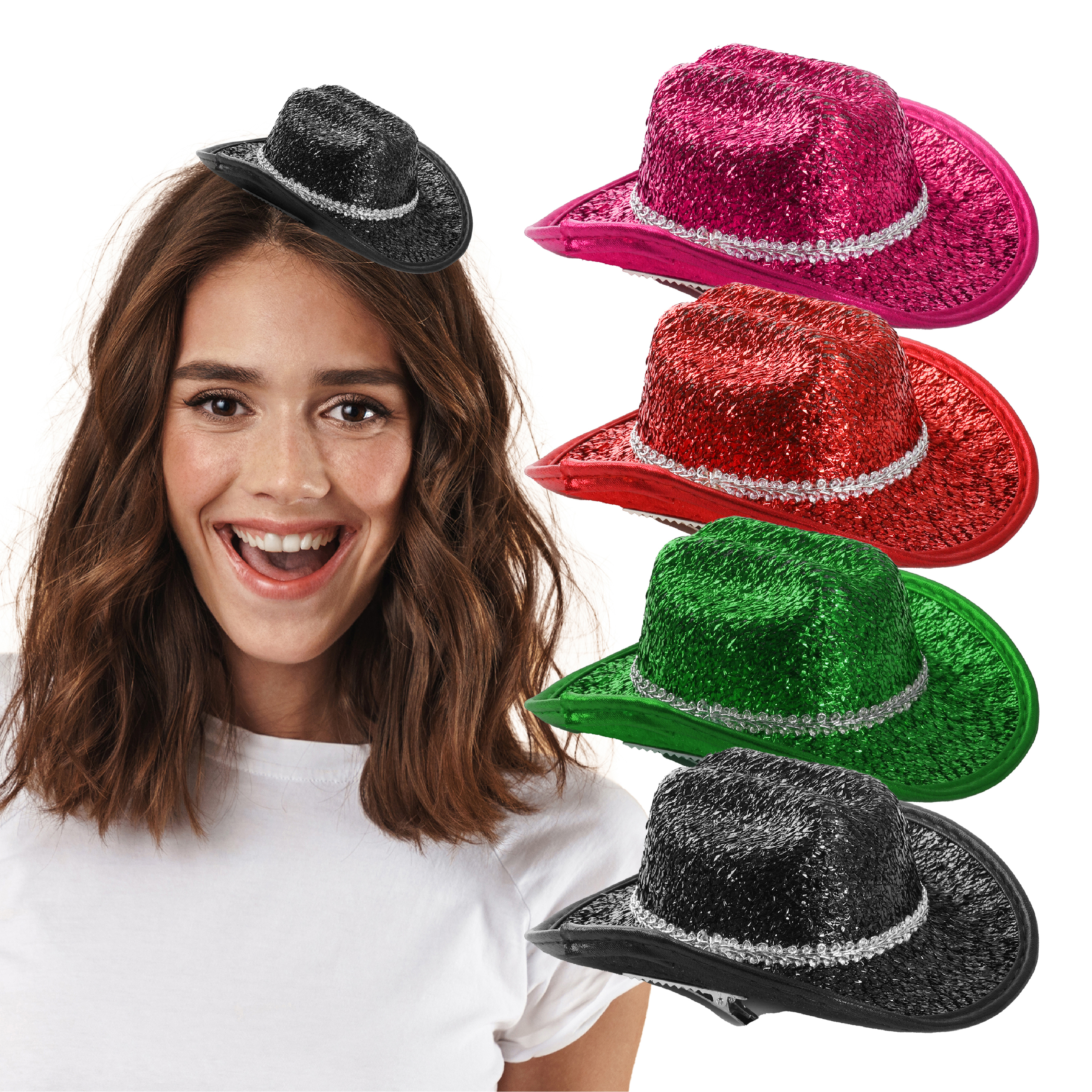 Mini Black Sparkling Cowgirl Hat