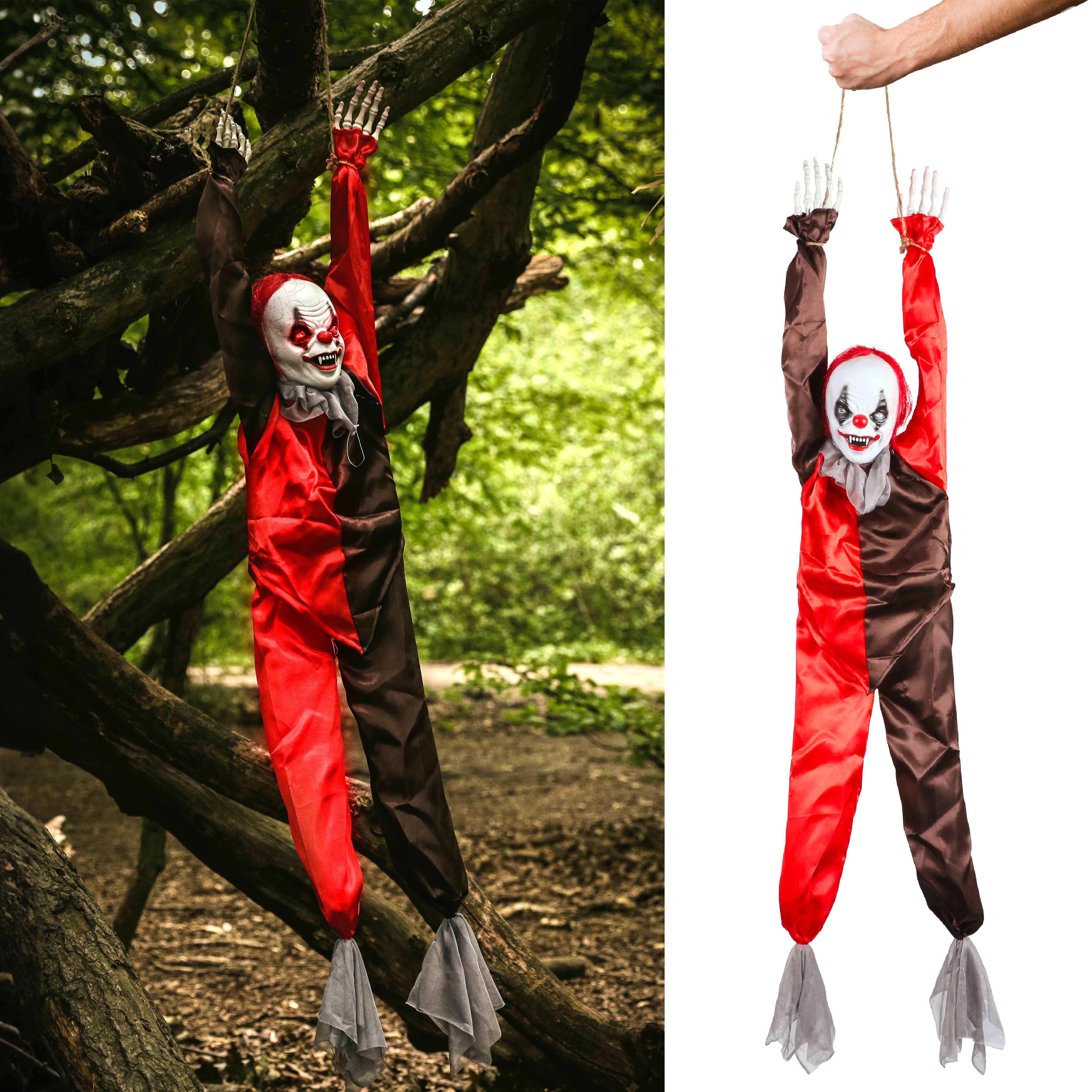 Hanging Crazy Clown Animated Decoration