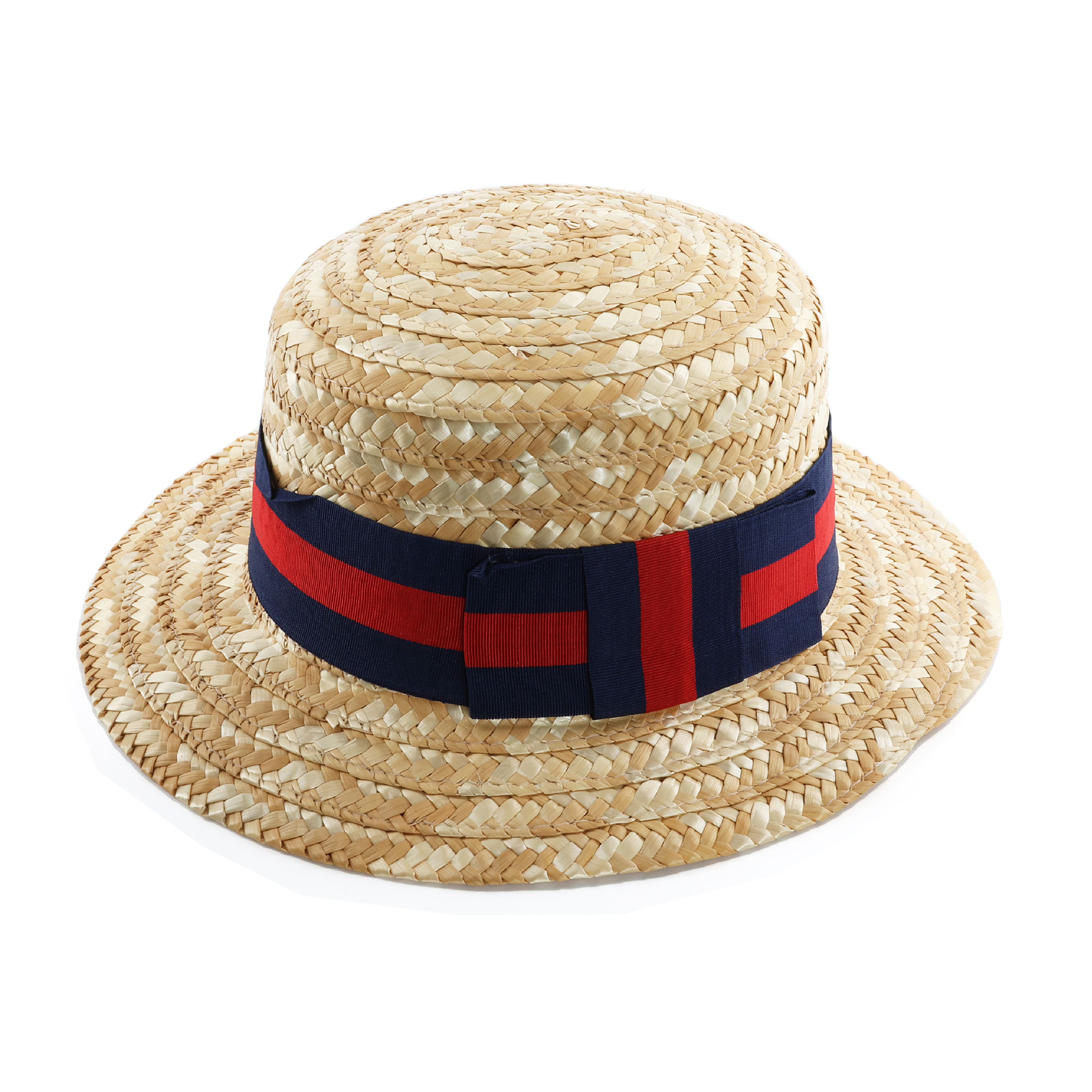 Adult Red & Navy Straw Boater