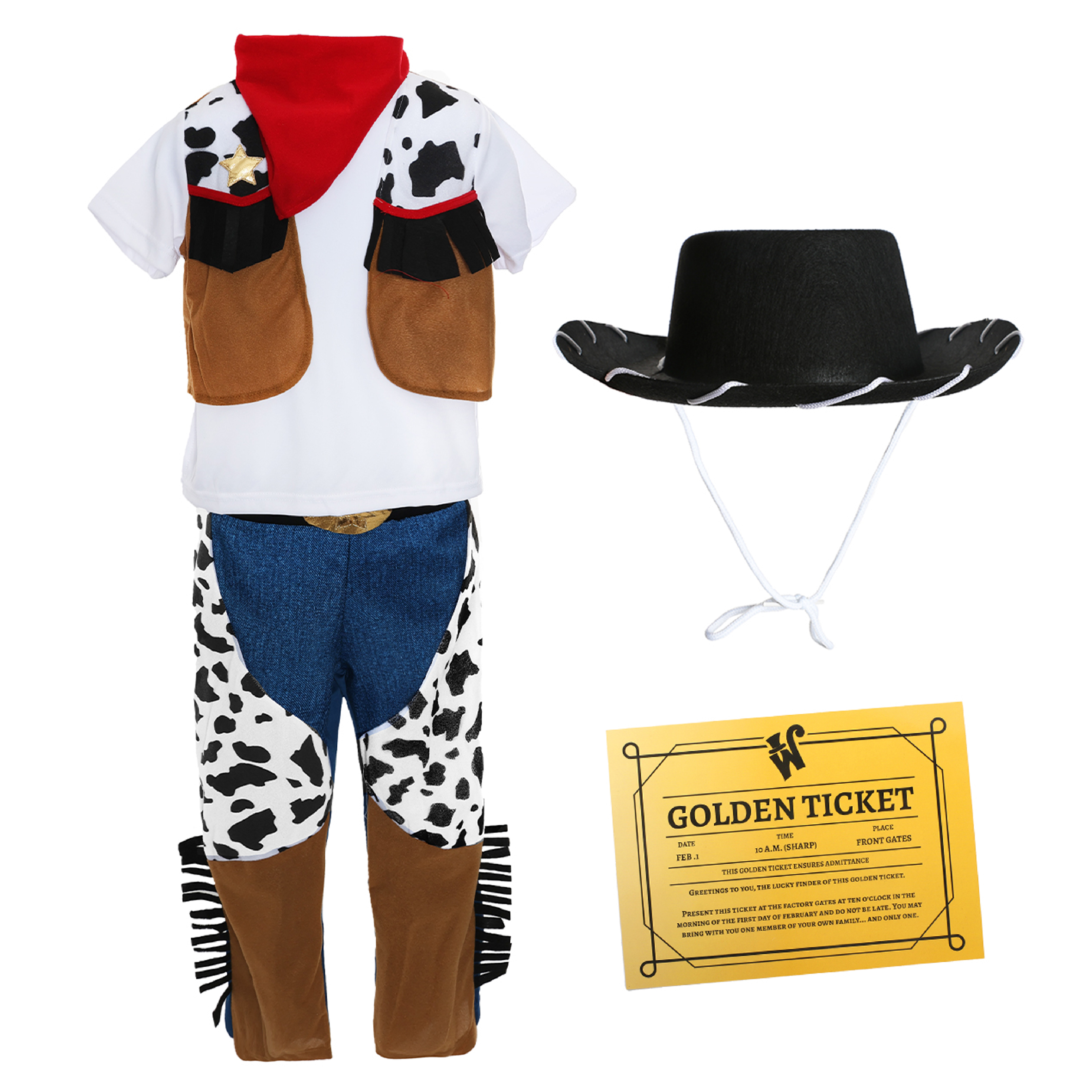 Childs Cowboy Ticket Winner Costume with Black Hat