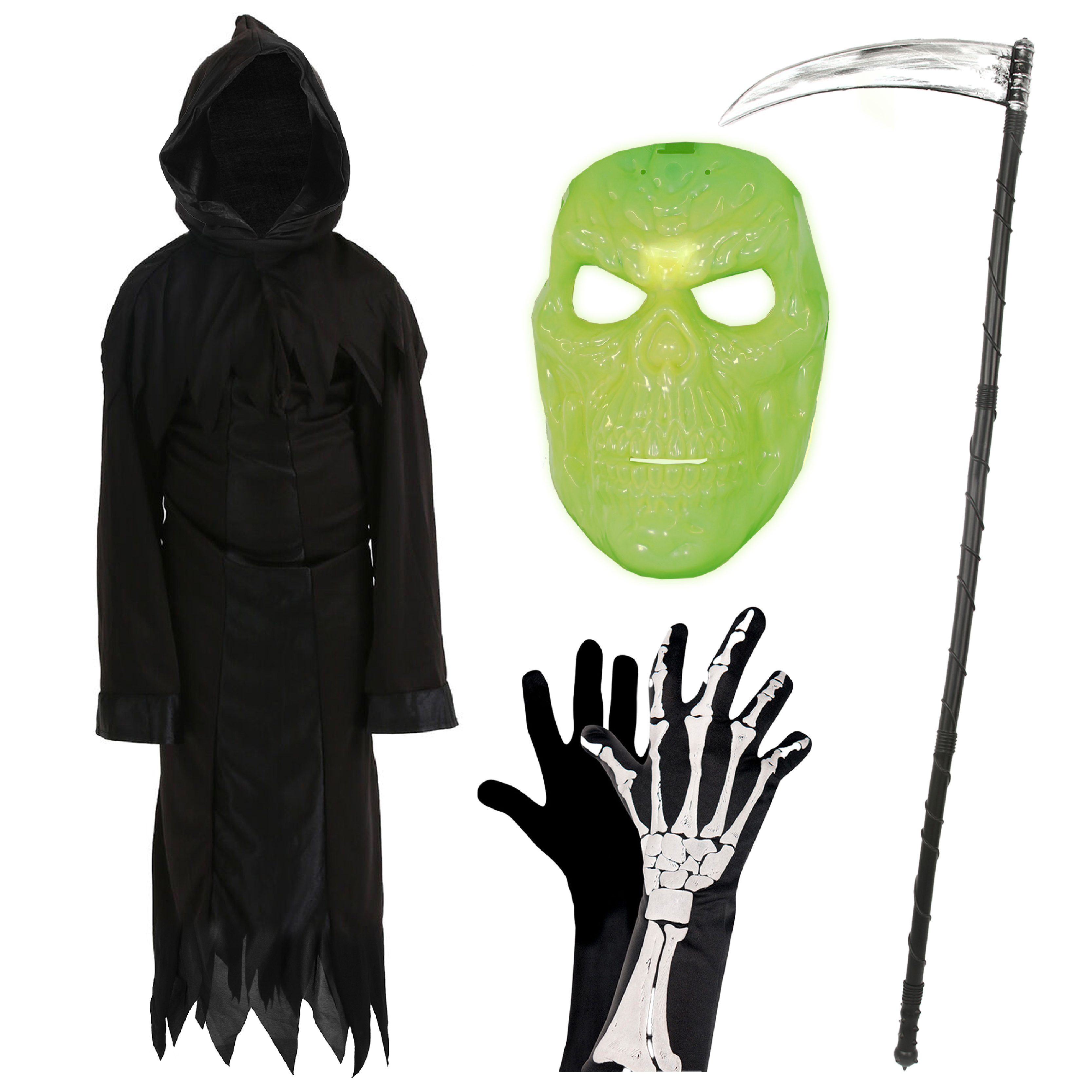 Teens Glow in the Dark Skeleton Reaper Costume