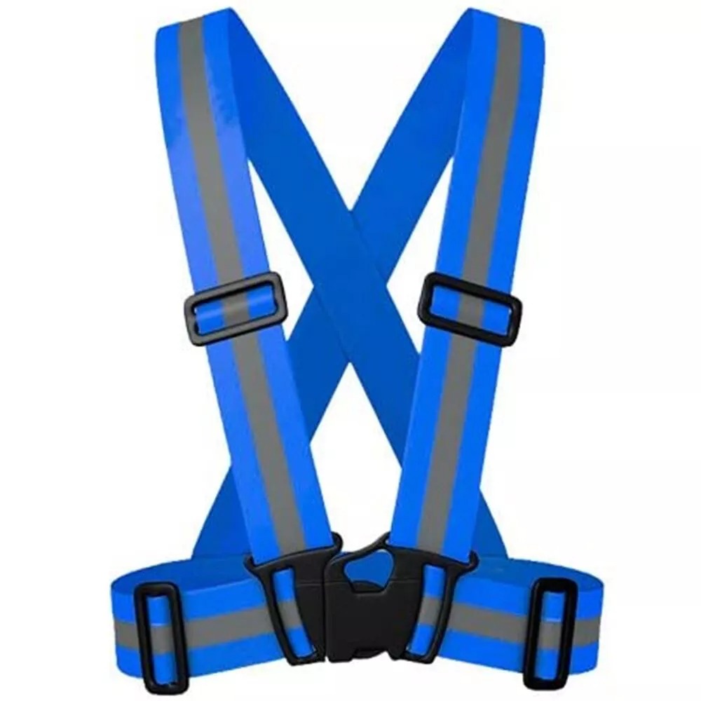 Blue Hi-Vis Reflective Safety Vest Strap – High Visibility Running & Work Belt