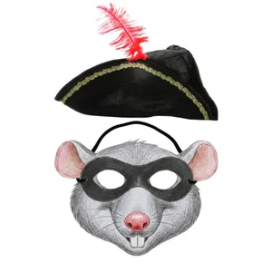 Childs Highway Rodent Accessory Set | 2 Pcs | Feather Tricorn Hat & Rat Mask