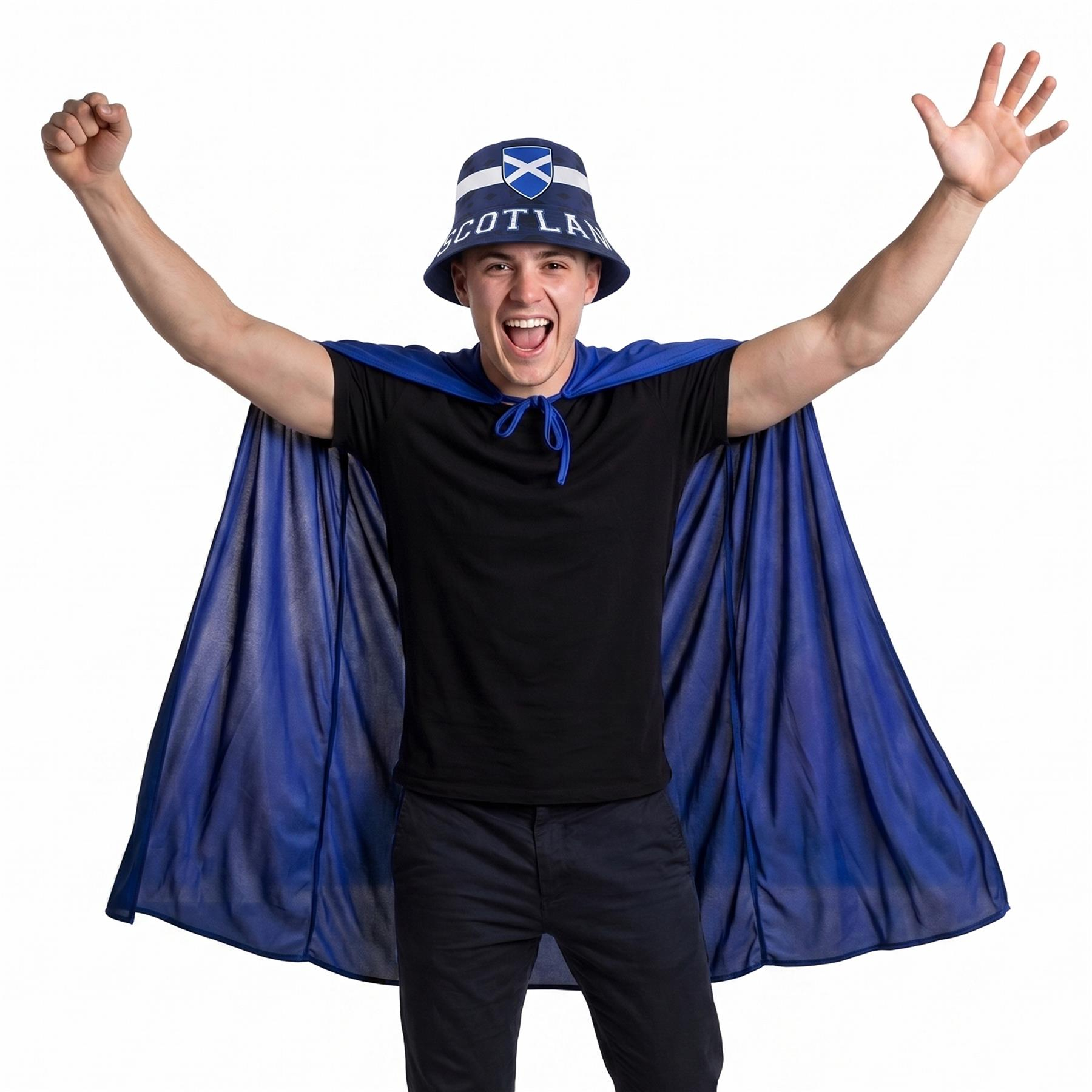 Scottish Supporter Set | 2 Pcs | Reversible Bucket Hat & Blue Cape