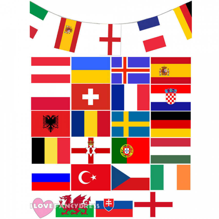 Country Flags PVC Bunting | 24 Flags | Football Party Decoration Banner