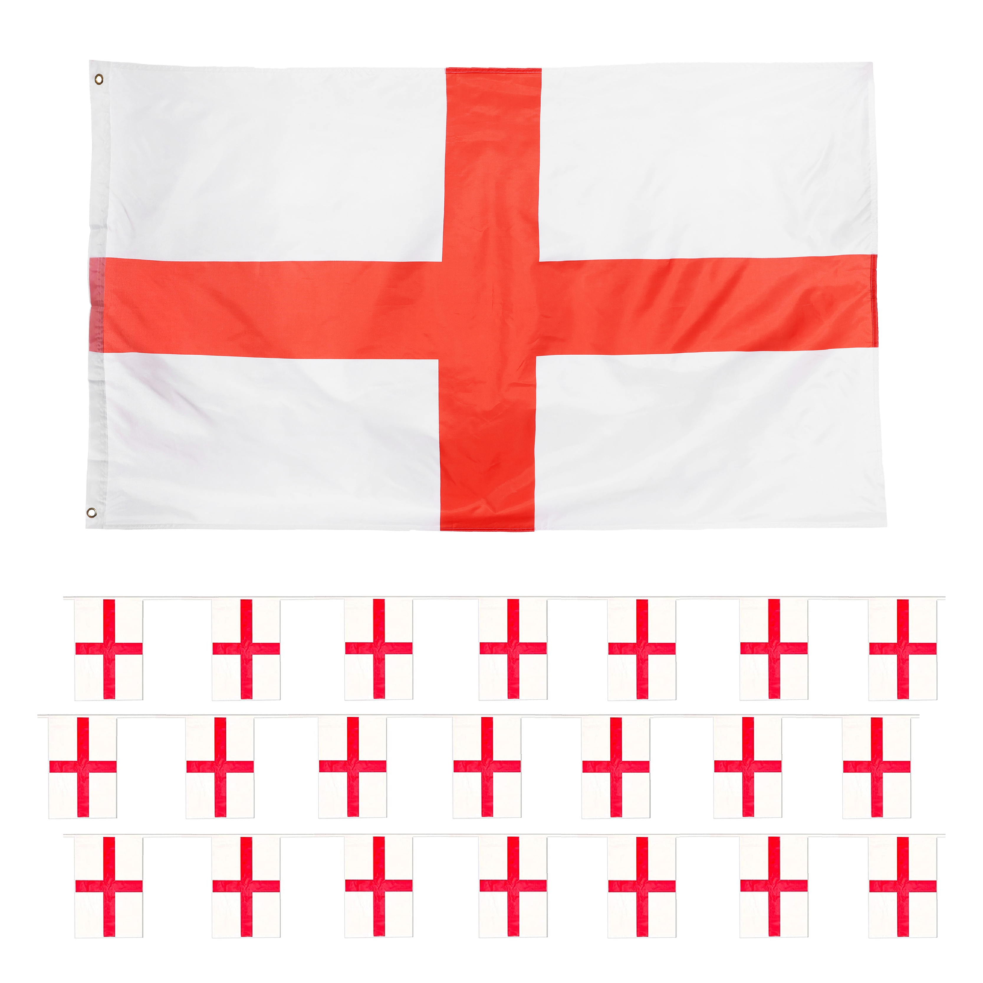 England St George's Cross Flag Bunting and Flag Set