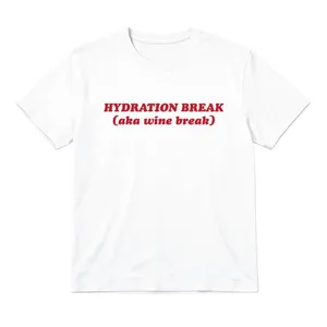 Ladies Hydration Break Football Baby Tee | Women's Funny England Supporter T-Shirt | White "Hydration Break, (AKA Wine Break)" Graphic Top