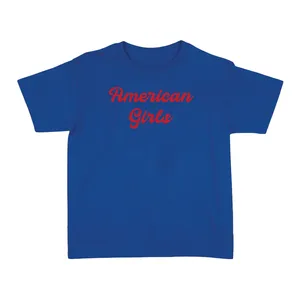 Ladies Pop-Inspired Concert T-Shirt | Royal Blue Baby Tee | "American Girls" Red Print