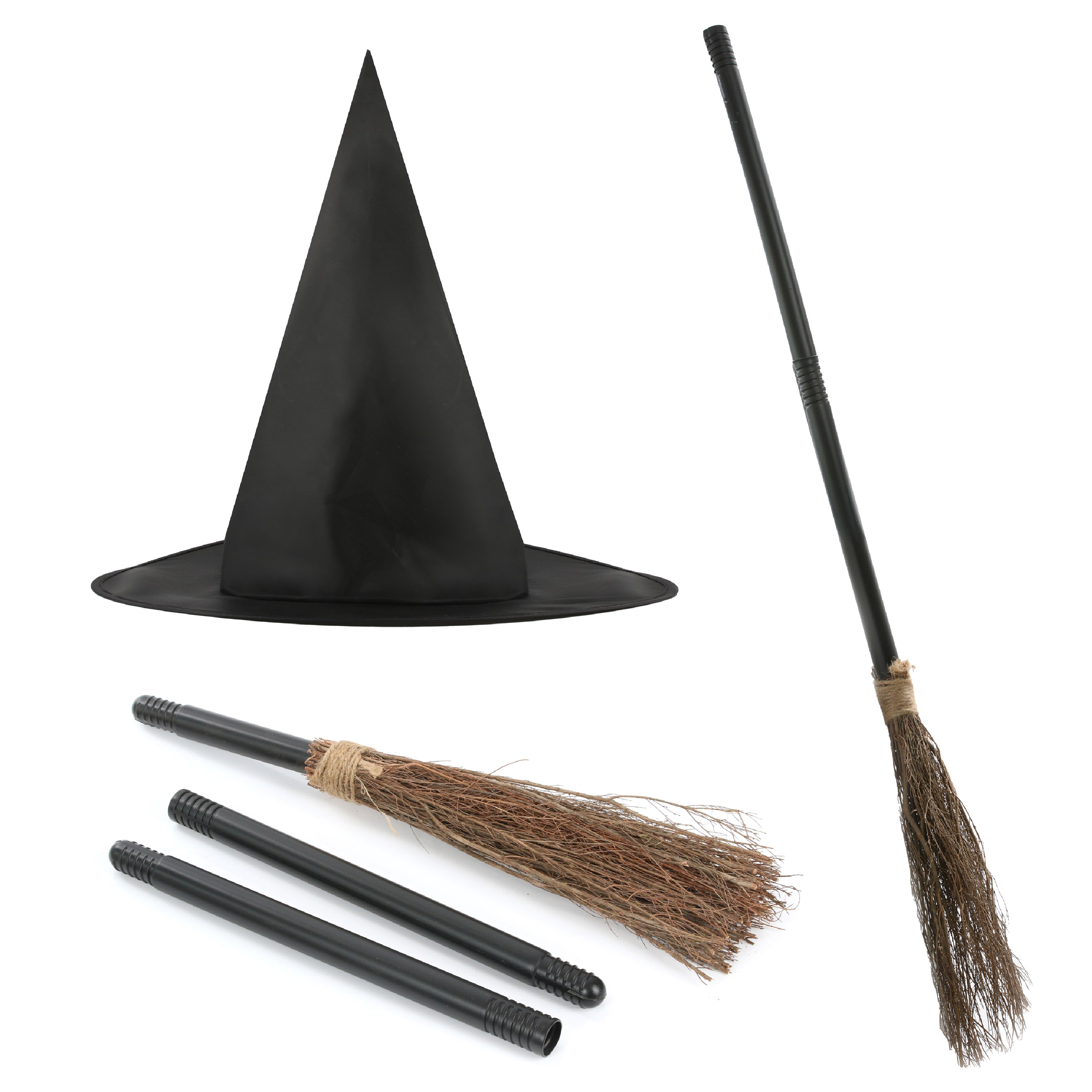 Ladies Witch Accessory Set - Hat & Broom