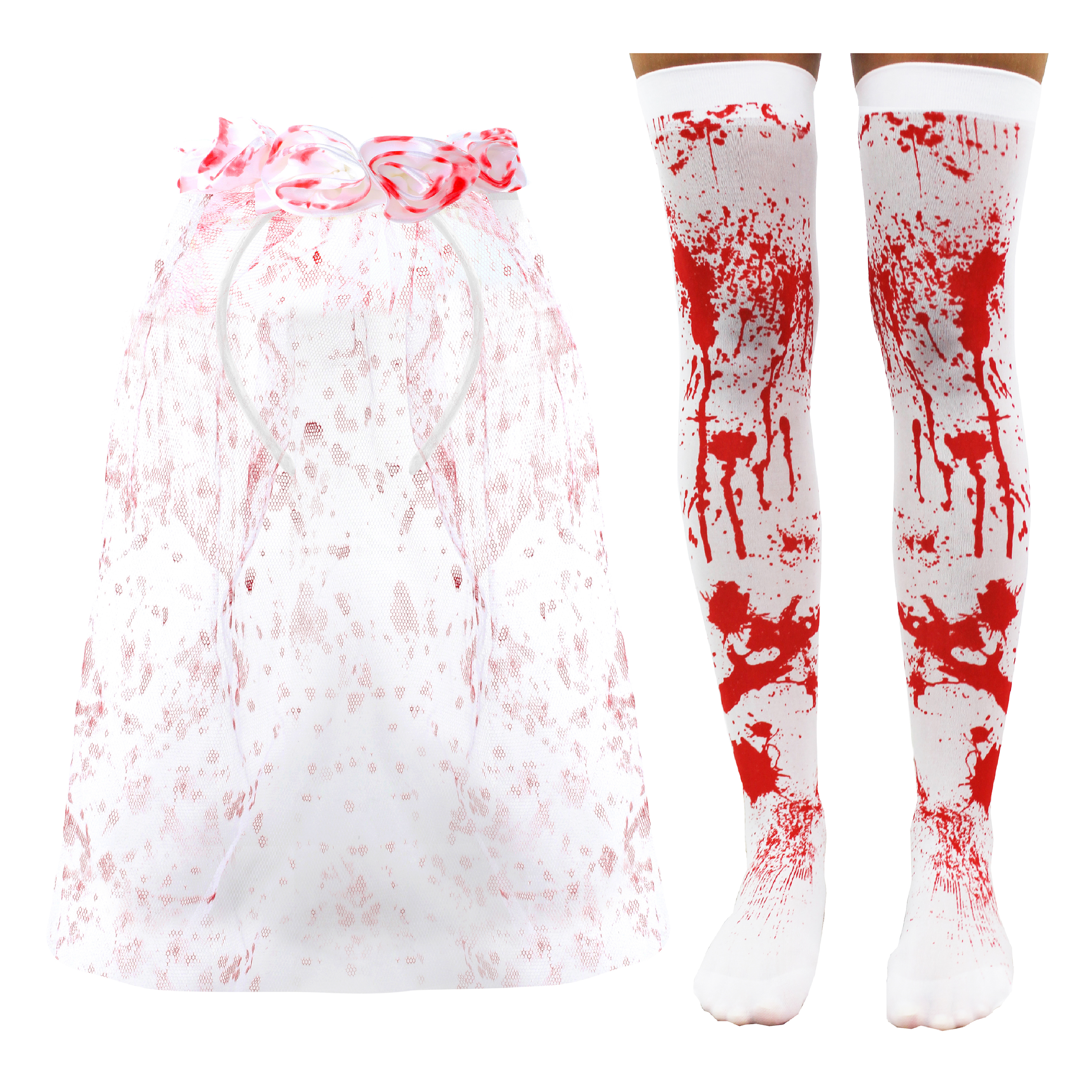 Bloody Bride Accessory Set - Veil & Stockings