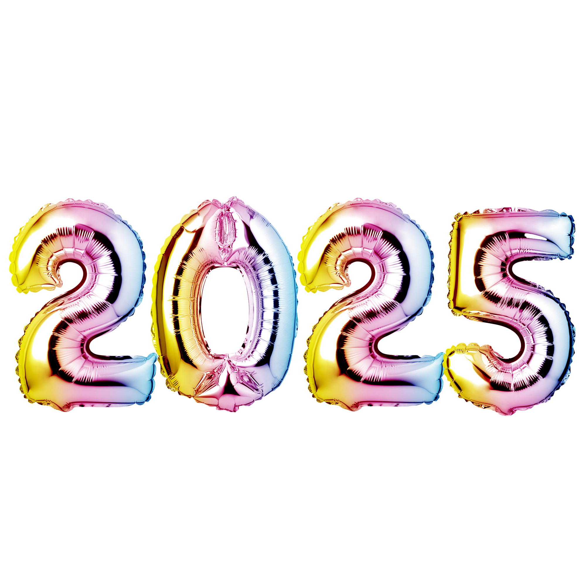 34" Giant Foil Rainbow 2025 New Years Balloon Set