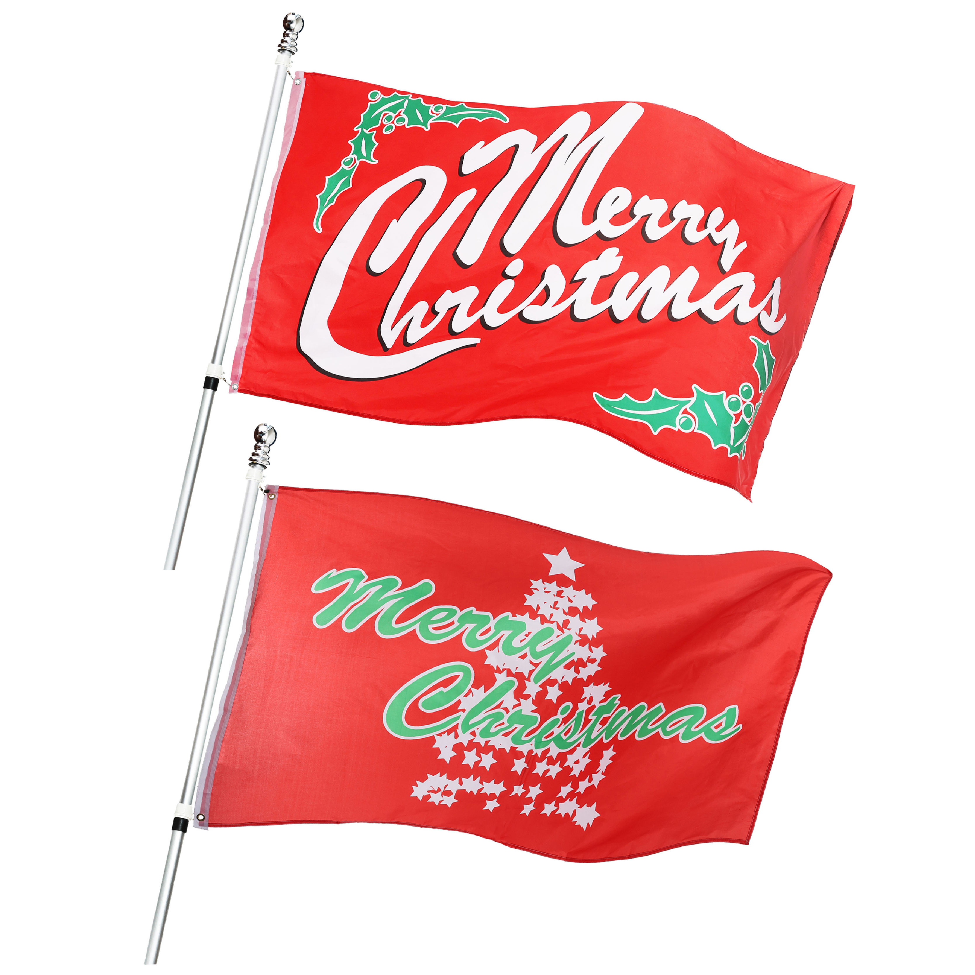 Pack of 2 Large 5ft X 3ft Christmas Flag Decorations