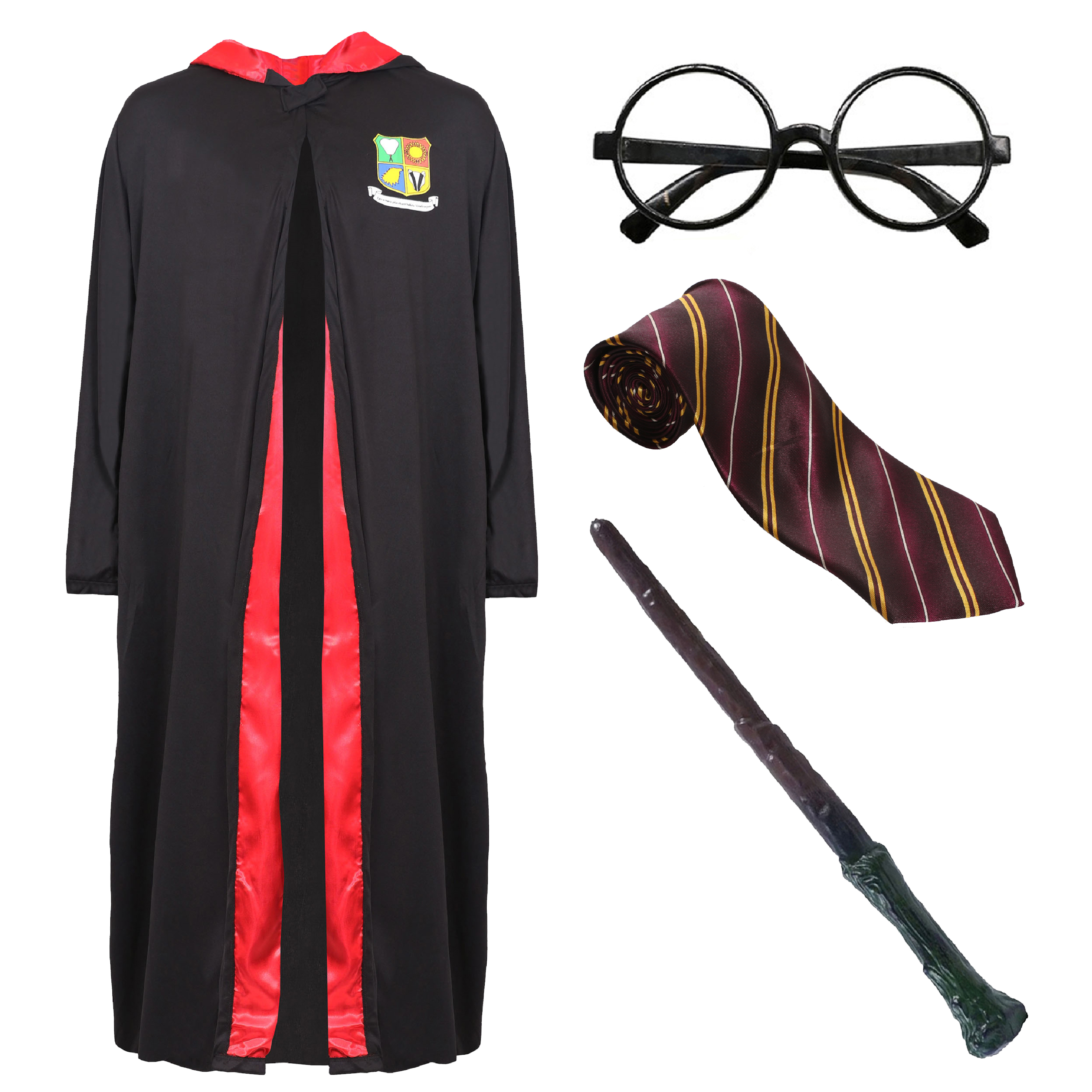 Childs School Wizard Costume - Wand, Glasses, Tie & Owl