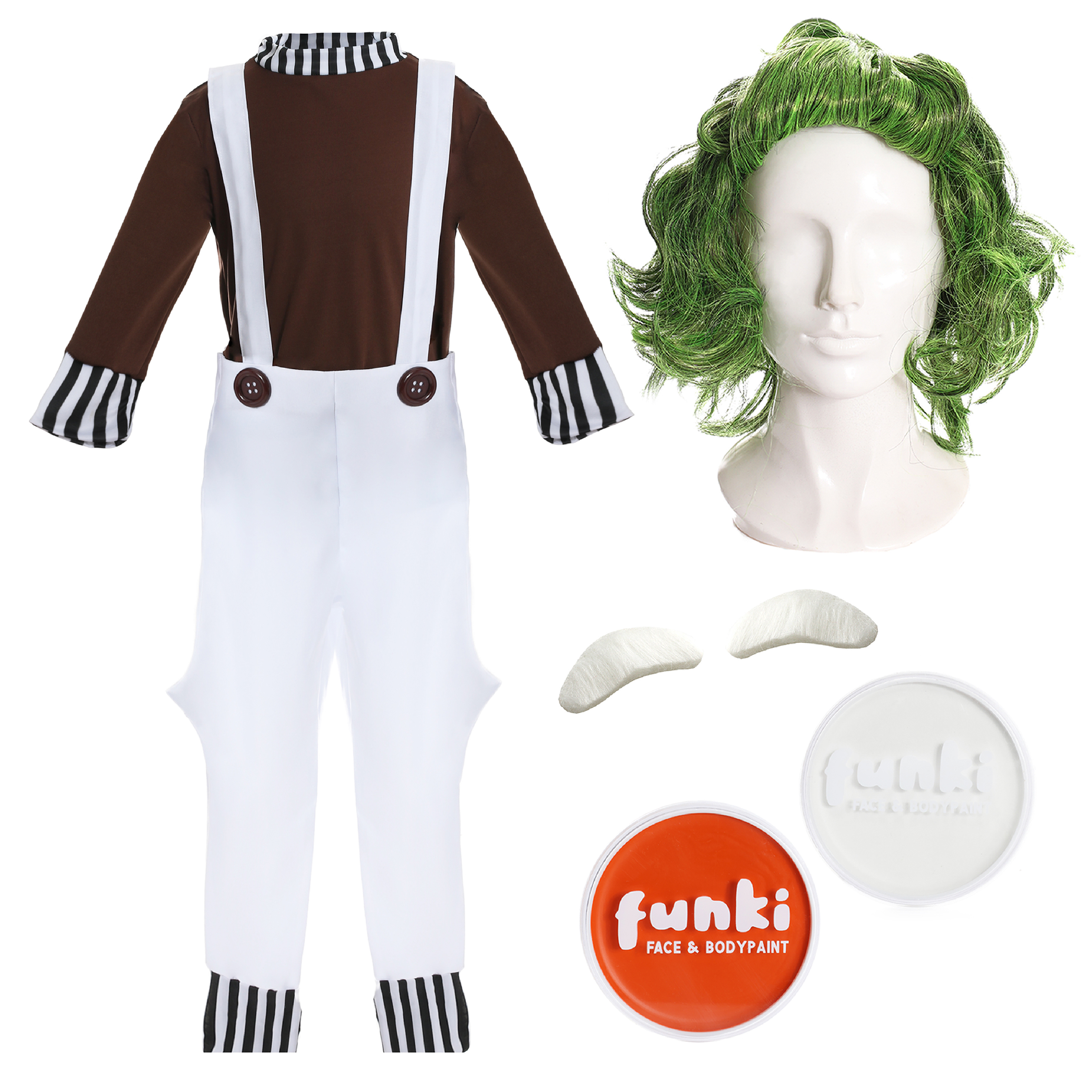 Adult Factory Worker Costume - Wig, Eyebrows & Face Paint