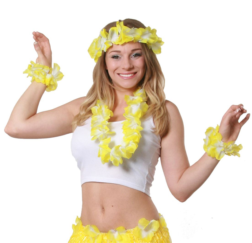 Yellow 4 Piece Hawaiian Lei Set