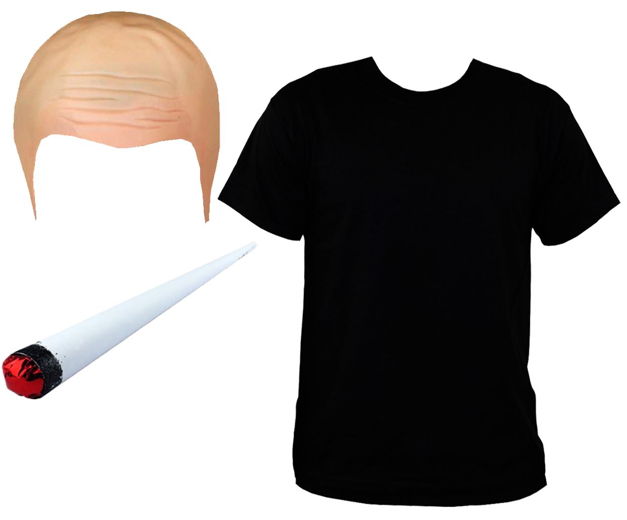 Adults Joe Rogan Costume | 3 Pcs | T-Shirt, Bald Cap & Spliff Prop
